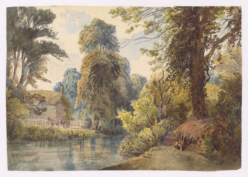 Swiss park with a pond and a sleigh ride by László Mednyánszky