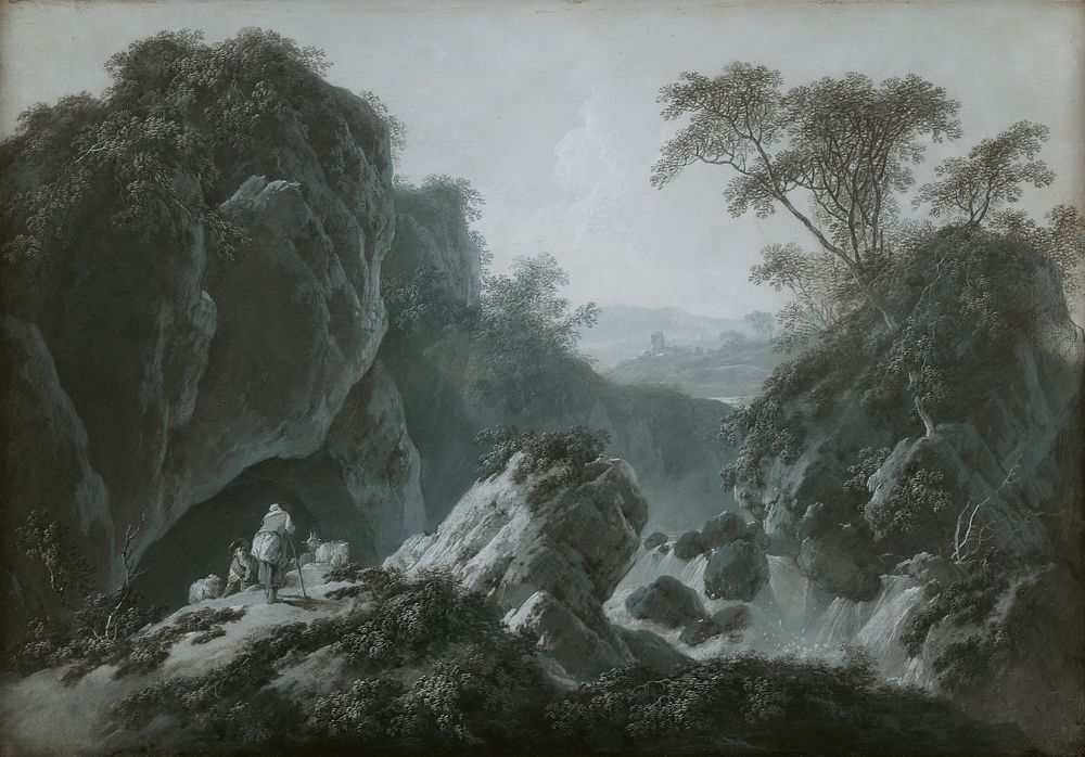 Romantic landscape with goatherds, Jean Baptiste Pillement