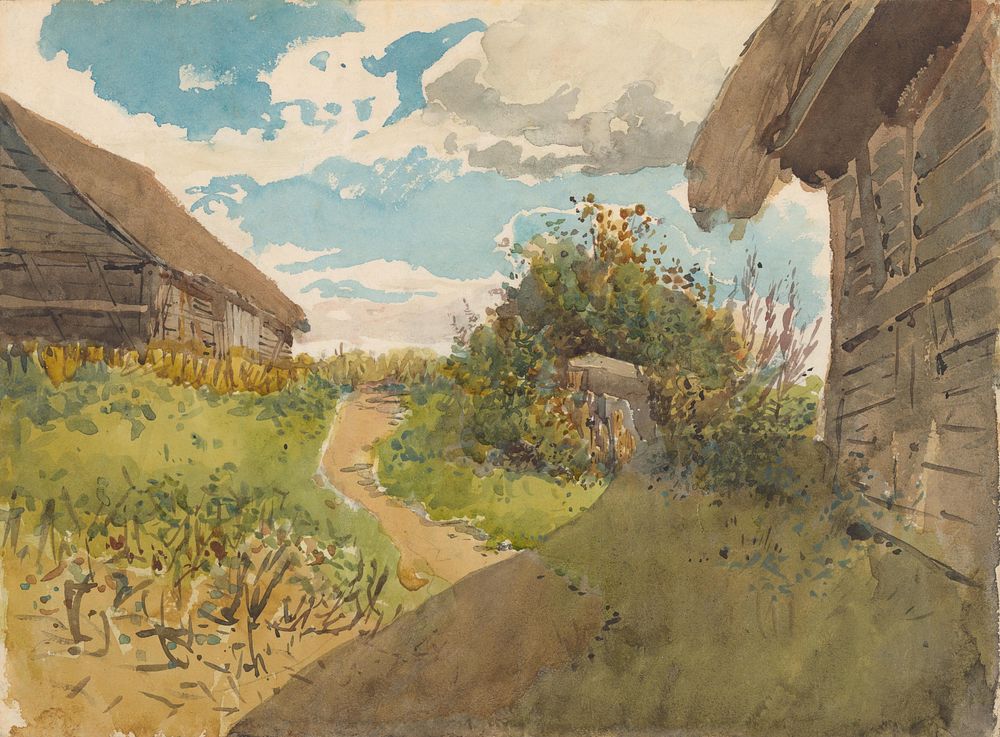 Landscape between haylofts by László Mednyánszky