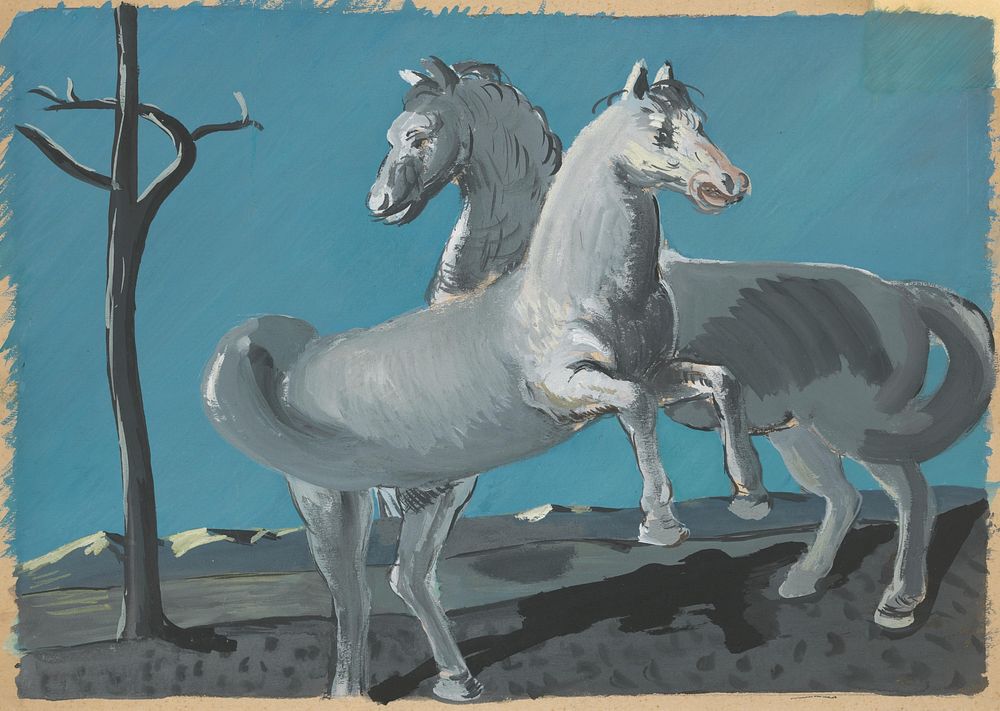 Horses (study of a horse on the back) by Cyprián Majerník