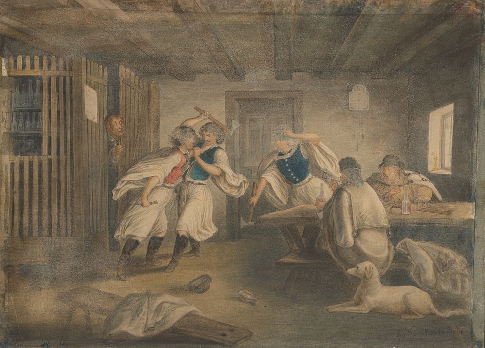 A brawl in an inn, Vojtech Klimkovič