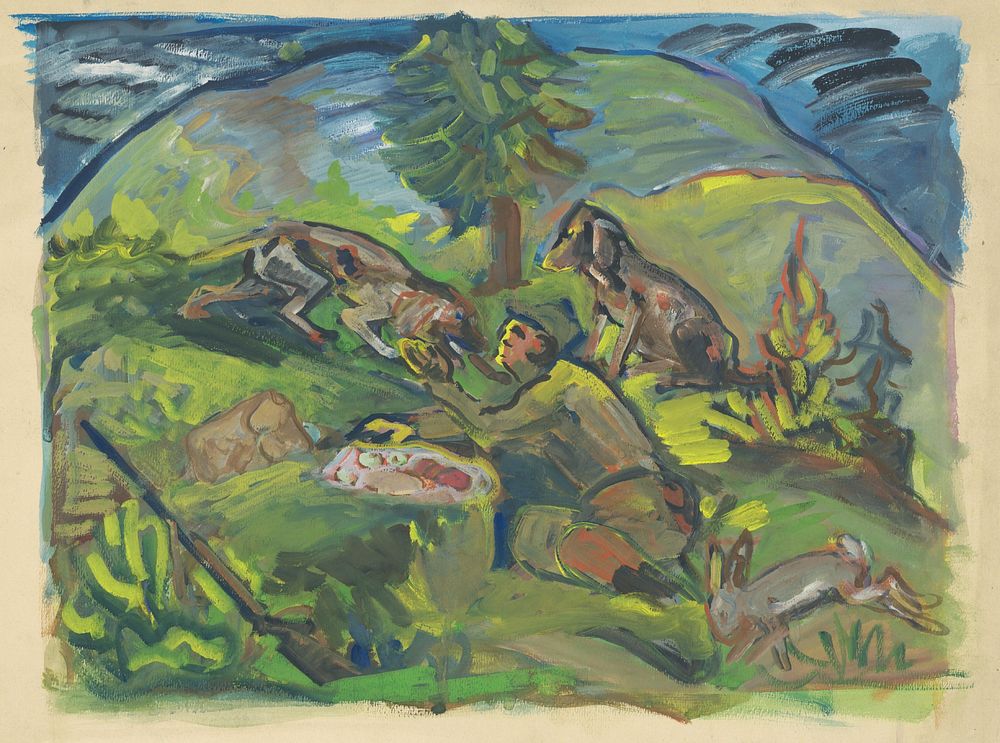 Hunting motif by Arnold Peter Weisz Kubínčan
