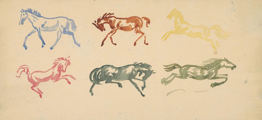 Sketched of galloping horses by Arnold Peter Weisz Kubínčan