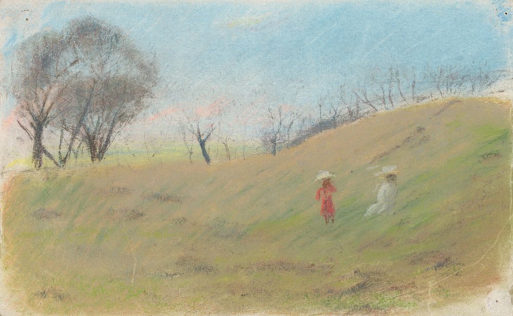 Children on the meadow by László Mednyánszky