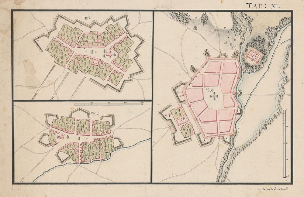 Plans of three fortified settlements