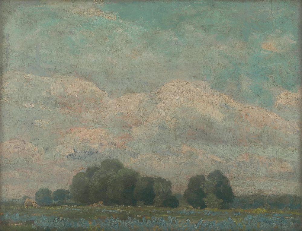 Meadow with bushy trees by Lajos Csordák