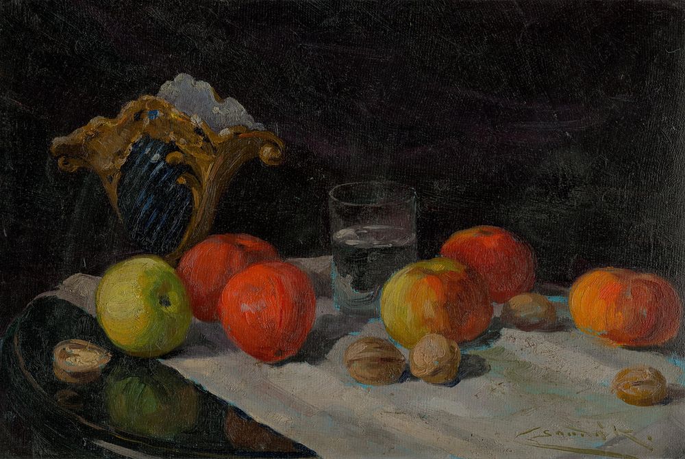 Still life with apples by Lajos Csordák