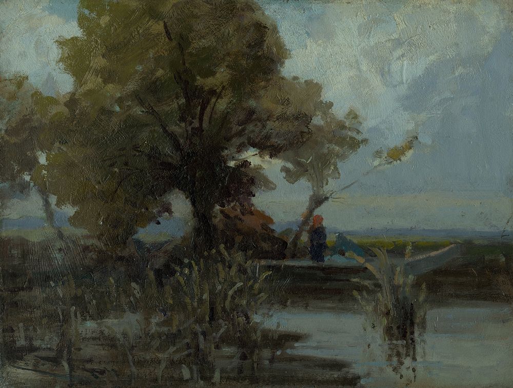 A bushy tree by the lake by Lajos Csordák