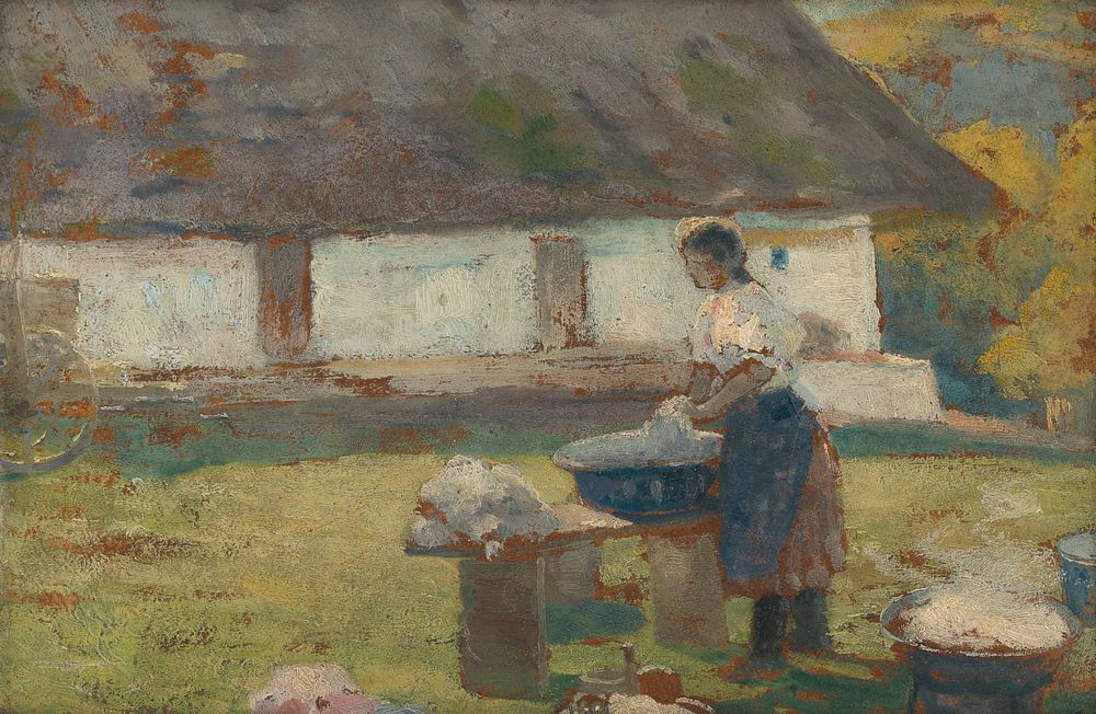 Washing machine in front of the tree by Lajos Csordák