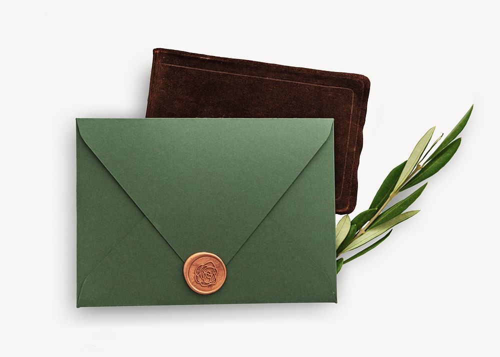 Green greeting envelope isolated image