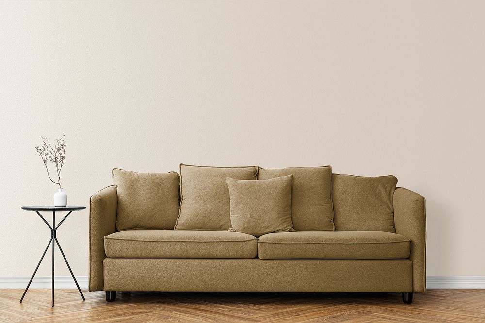 Japandi living room, minimal home interior