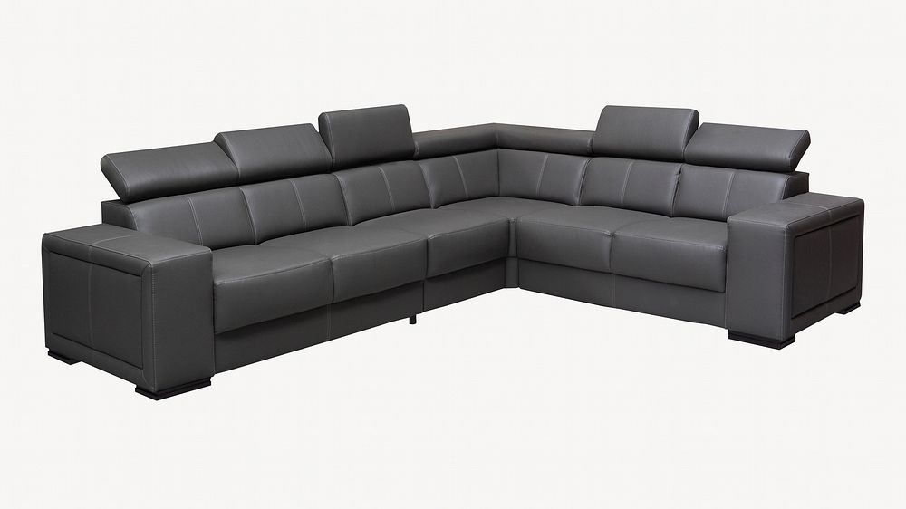 Black sofa, furniture isolated design