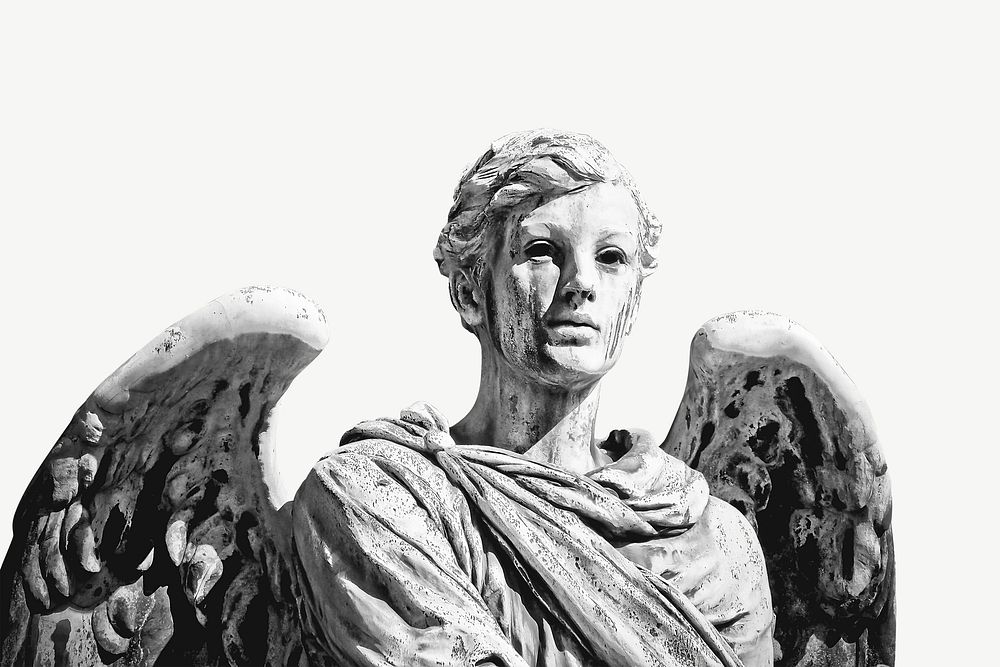 Angel statue collage element psd