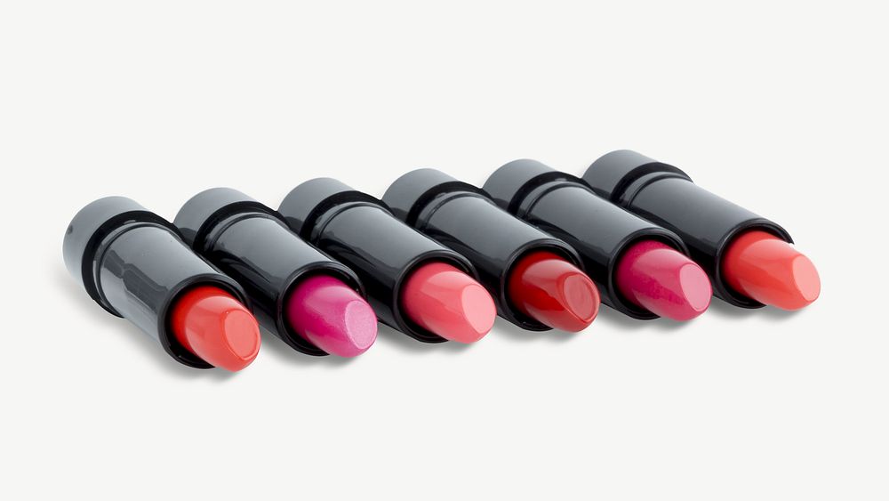Colorful lipsticks collage element psd