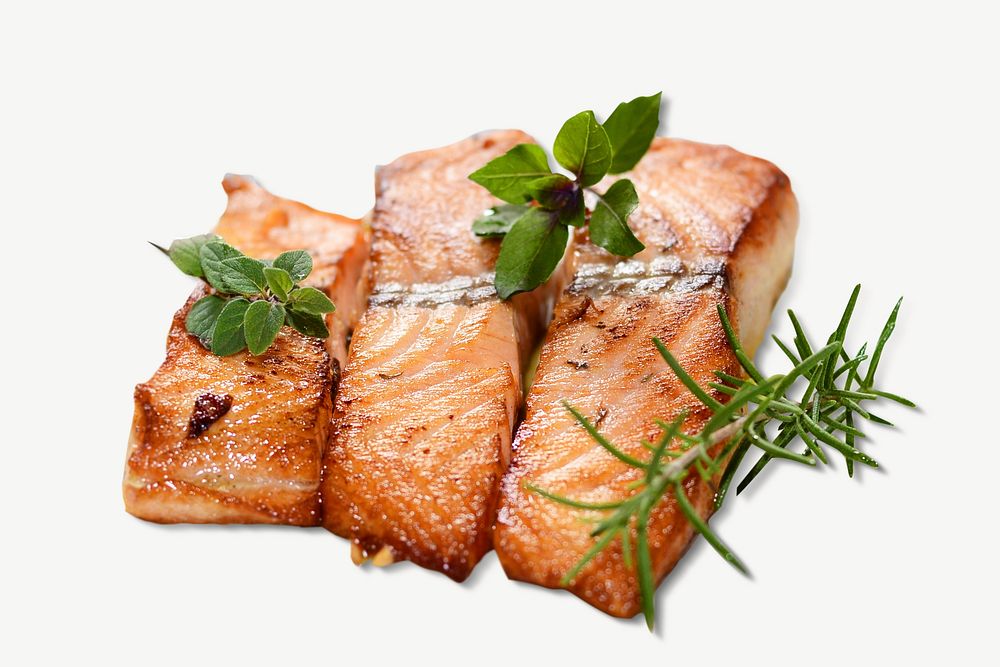 Salmon steaks collage element psd