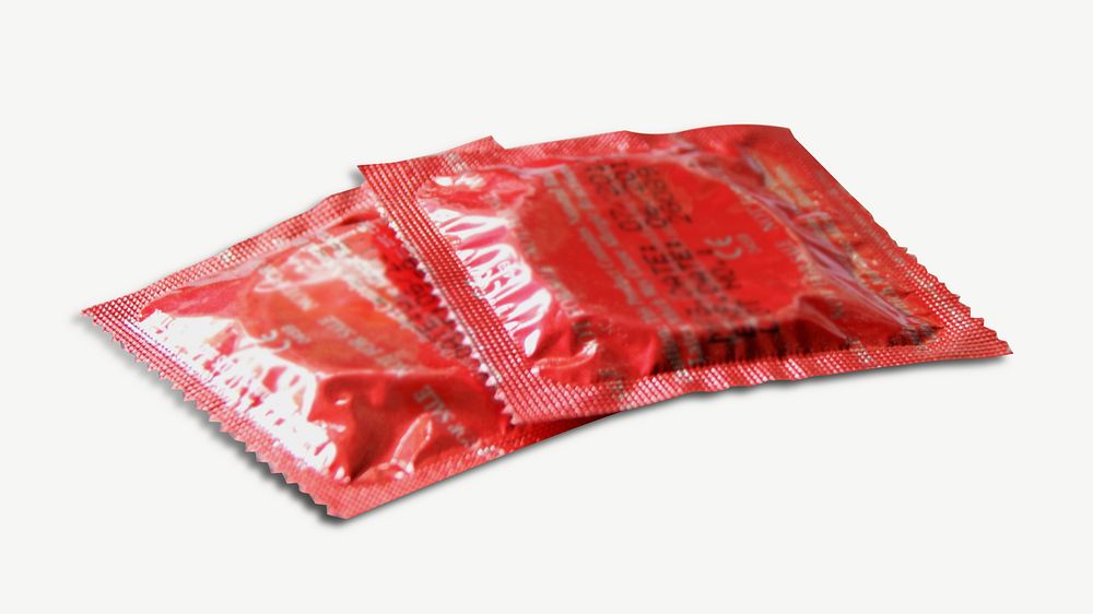 Red condoms collage element psd