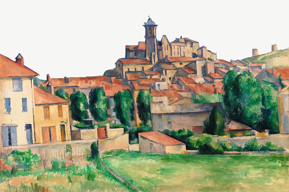 Paul Cezanne&rsquo;s Gardanne border, post-impressionist landscape painting psd.  Remixed by rawpixel.