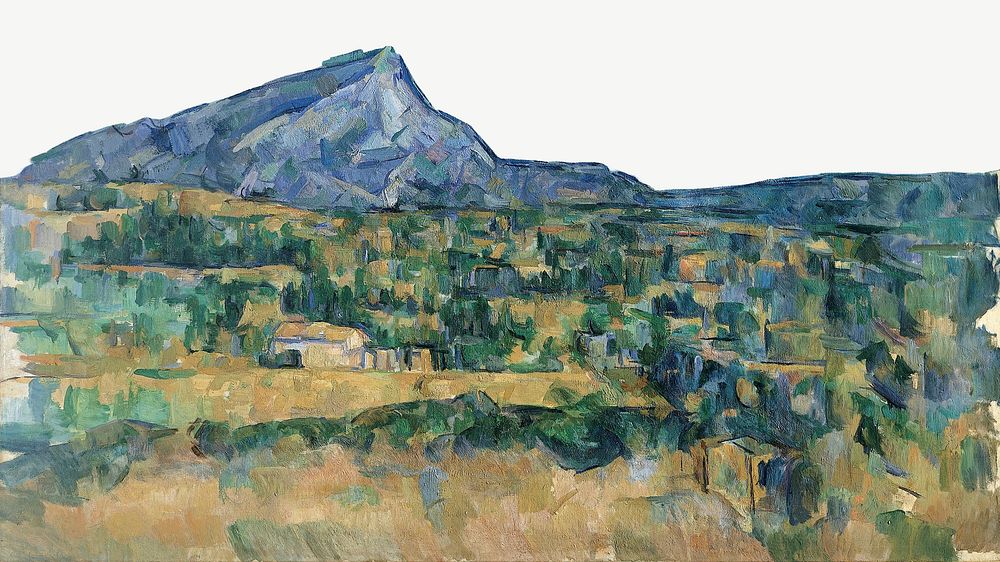  Paul Cezanne&rsquo;s Mont Sainte-Victoire border, post-impressionist landscape painting psd.  Remixed by rawpixel.