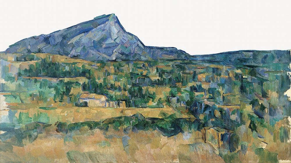 Paul Cezanne&rsquo;s Mont Sainte-Victoire, post-impressionist landscape painting.  Remixed by rawpixel.