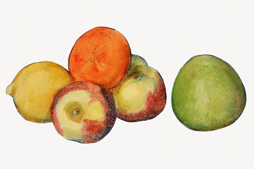 Cezanne&rsquo;s Apples, still life painting.  Remixed by rawpixel.