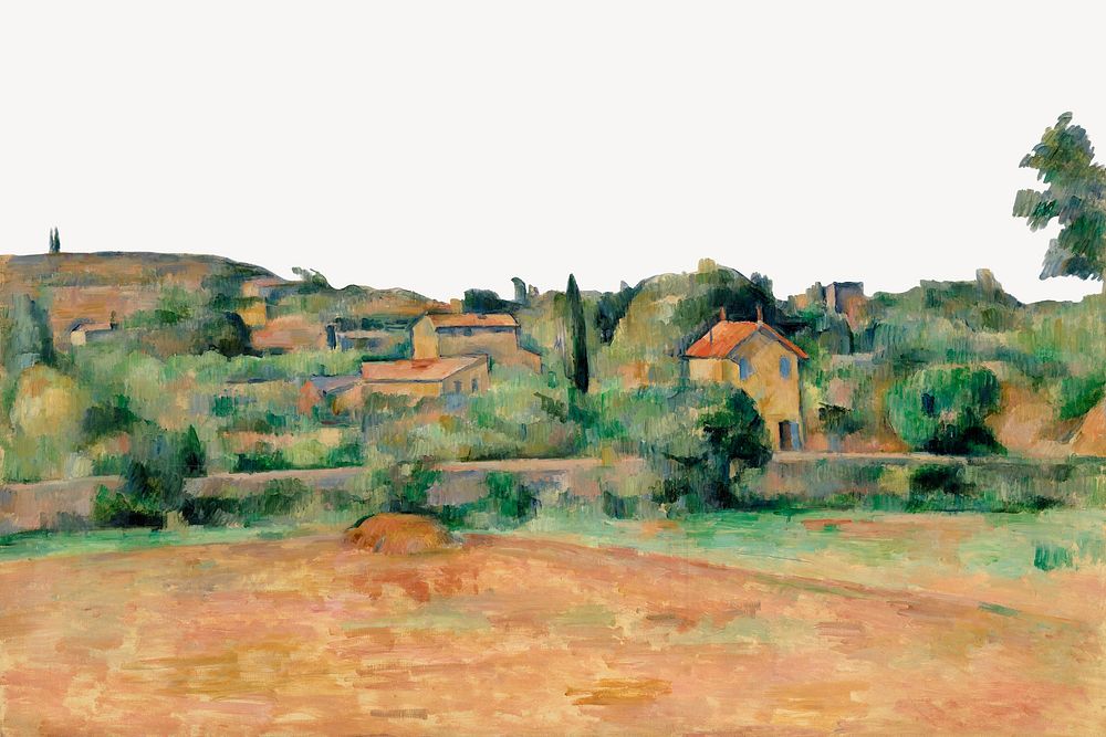  Paul Cezanne&rsquo;s Bellevue Plain, post-impressionist landscape painting.  Remixed by rawpixel.
