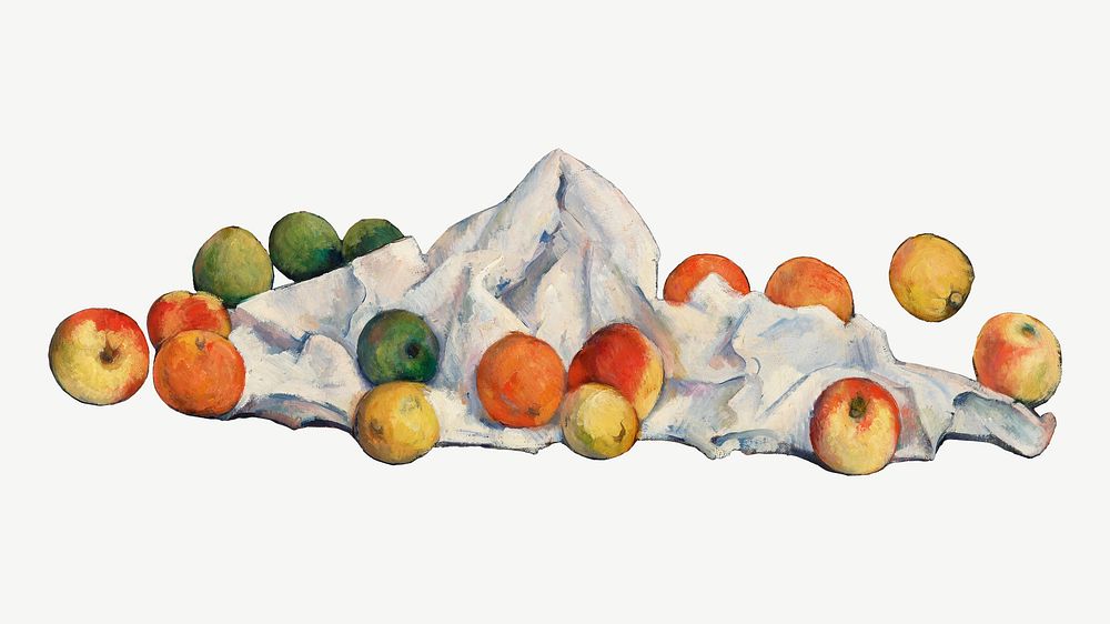 Paul Cezanne&rsquo;s fruits clipart, still life painting psd.  Remixed by rawpixel.