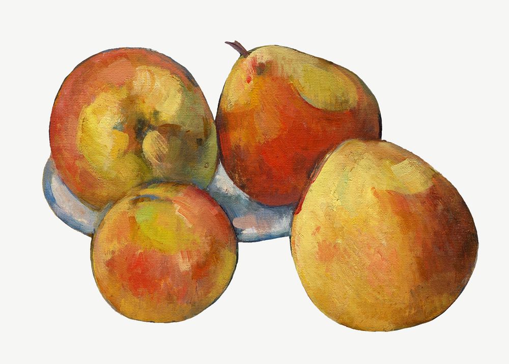 Paul Cezanne&rsquo;s Apples clipart, still life painting psd.  Remixed by rawpixel.