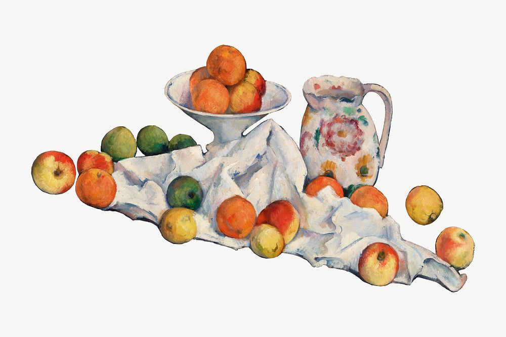 Paul Cezanne&rsquo;s fruits clipart, still life painting psd.  Remixed by rawpixel.