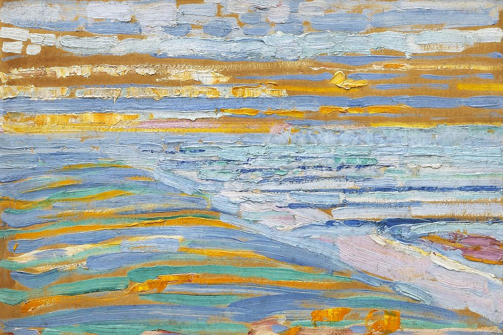 Piet Mondrian&rsquo;s Dunes with Beach and Piers background, oil painting. Remixed by rawpixel.