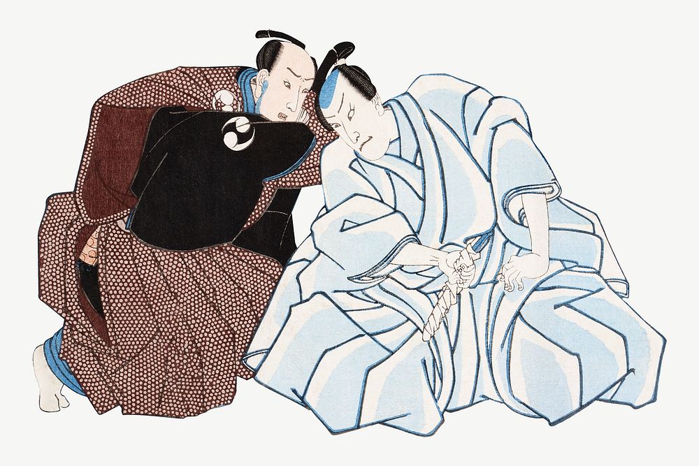 Kanedehon Chushingura; Act 4: Seppuku of Lord En'ya psd, Japanese ukiyo-e woodblock print by Utagawa Kuniyoshi. Remixed by…
