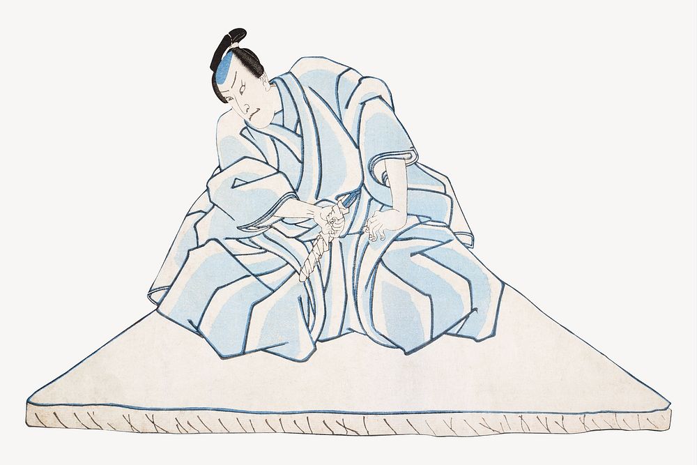 Kanedehon Chushingura; Act 4: Seppuku of Lord En'ya, Japanese ukiyo-e woodblock print by Utagawa Kuniyoshi. Remixed by…