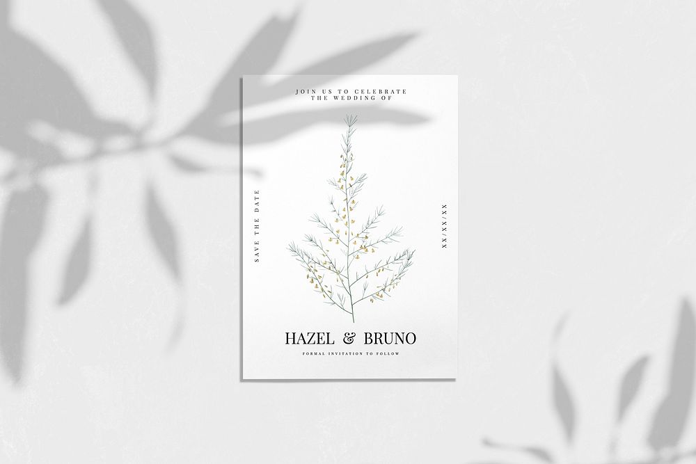 Save the date wedding invitation card mockup