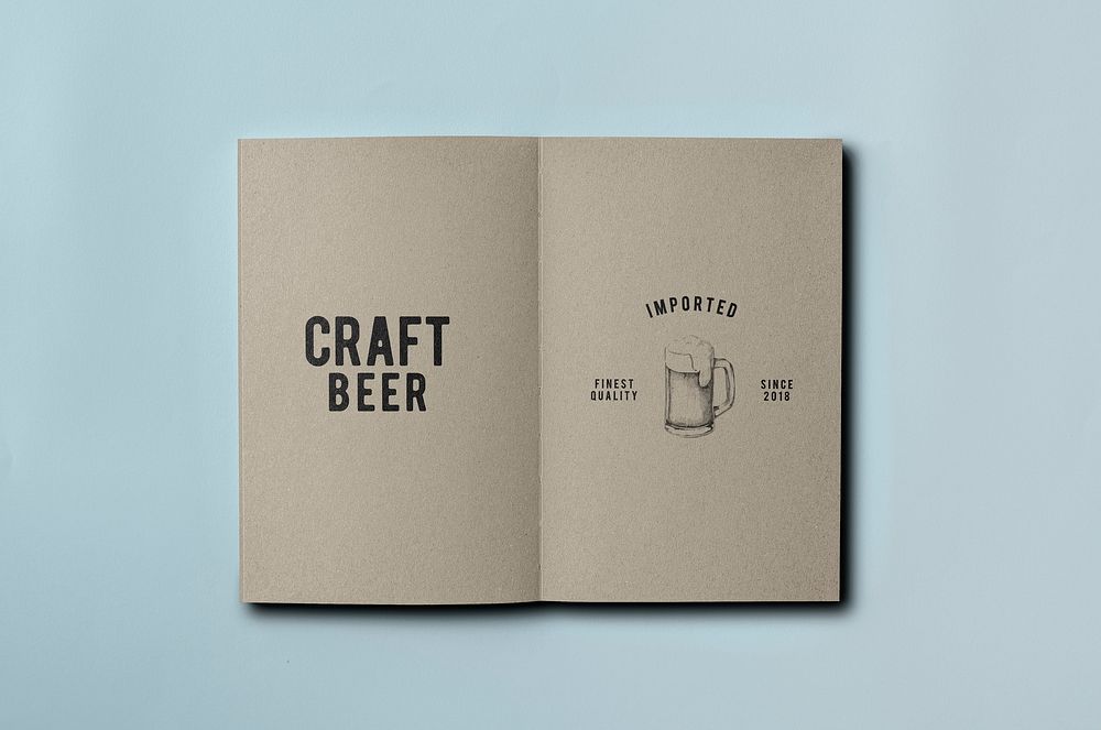 Craft beer natural paper brochure mockup