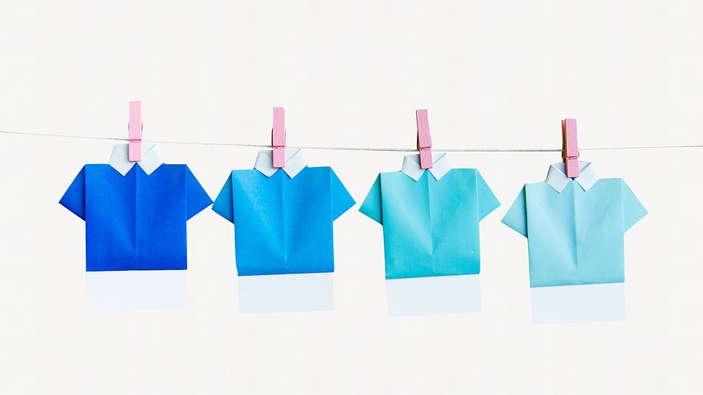 Blue origami shirts isolated design