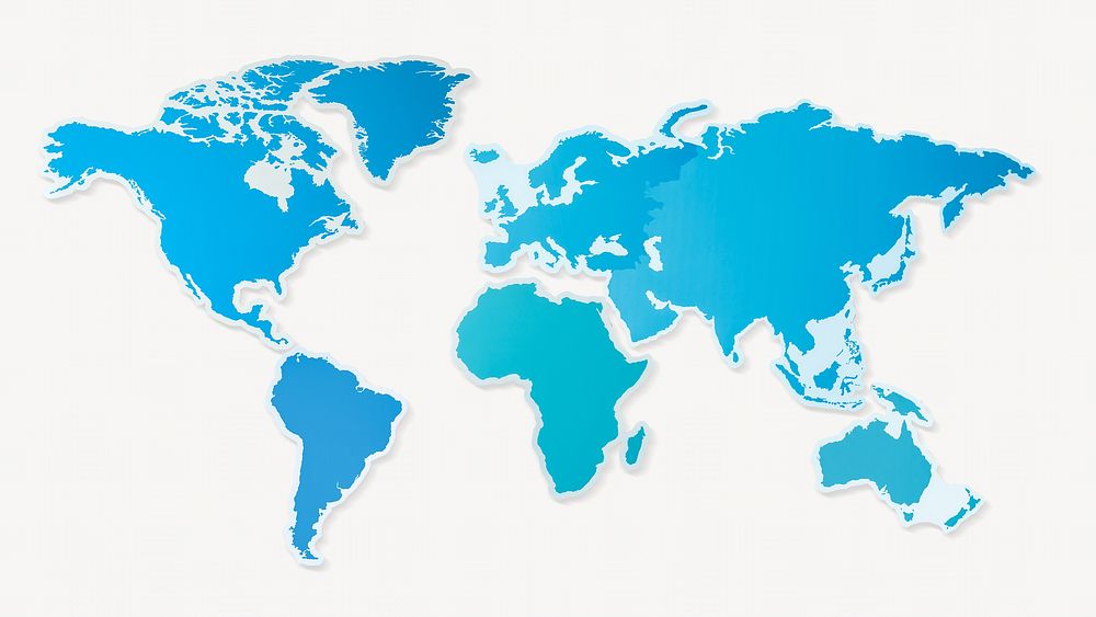 Blue world map isolated design