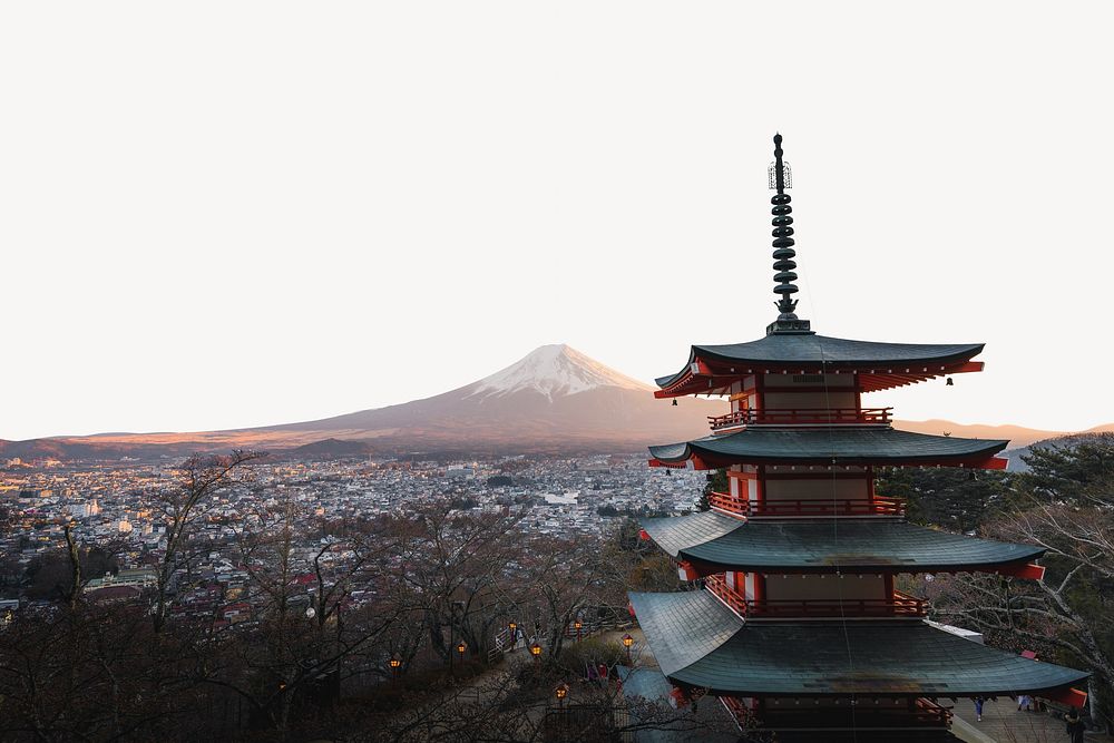 Mt. Fuji & pagoda, border background    image