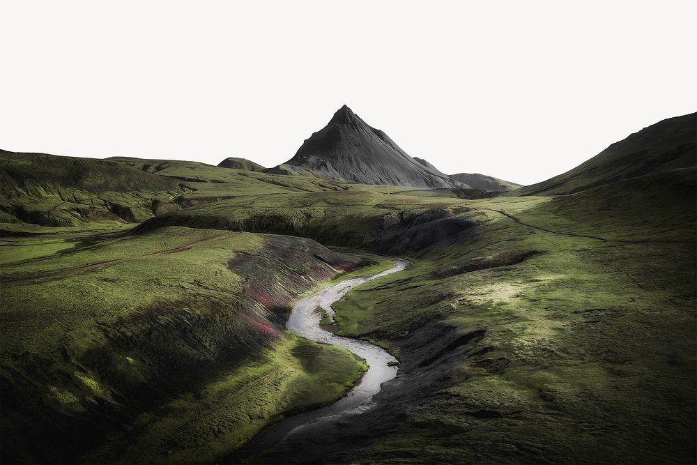Icelandic Highlands & river, border background    image