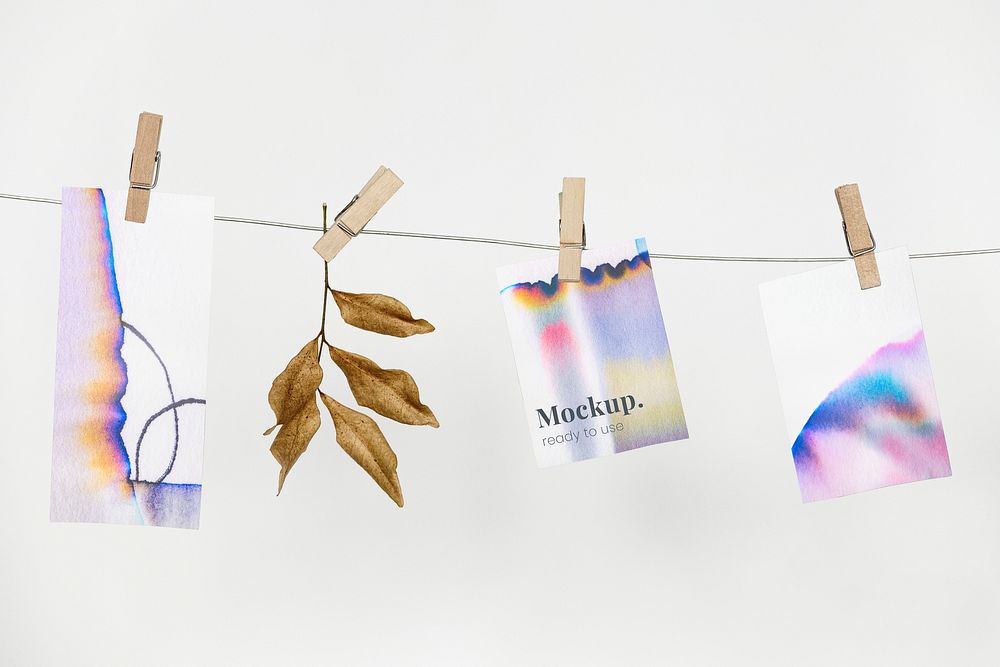 Chromatography colorful paper mockup psd hanging on the wall