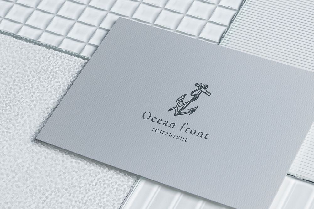 Seafood restaurant business card mockup, minimal vintage design psd