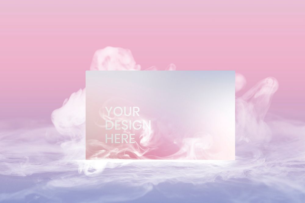 Business card psd mockup, pastel smoke with design space