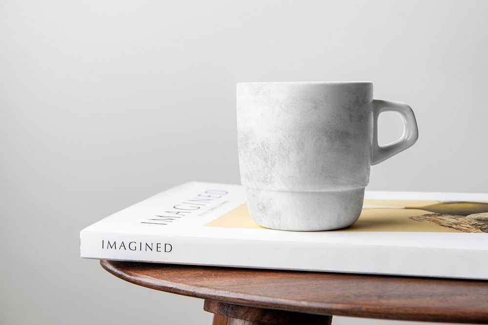 Ceramic mug mockup, minimal utensil design psd