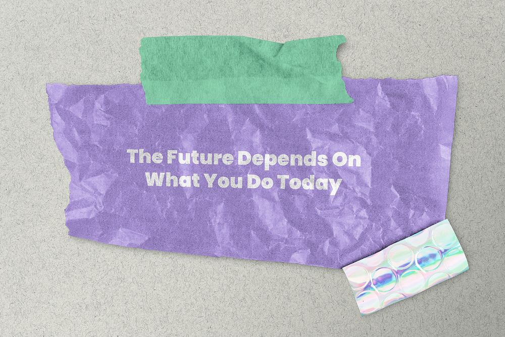 Purple torn paper mockup with tape psd