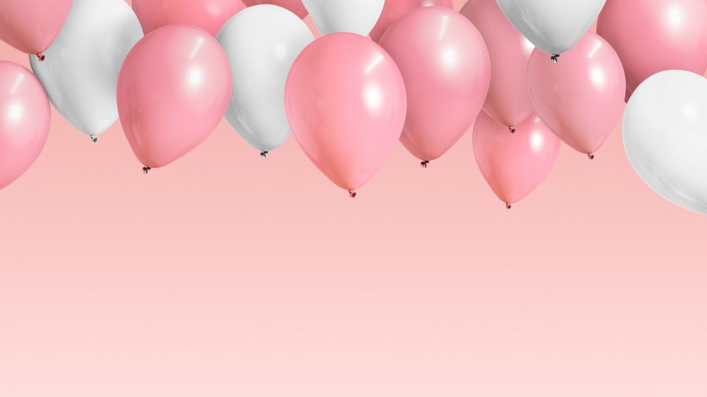 Pink balloons desktop wallpaper, birthday photo