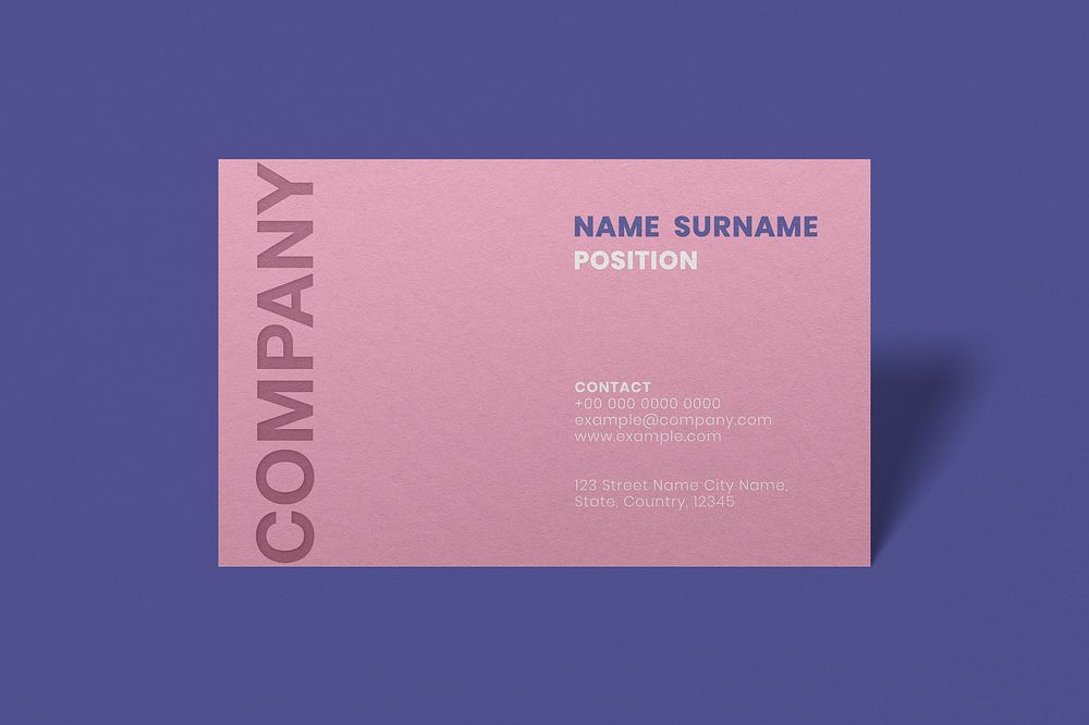 Simple business card mockup psd in pink tone