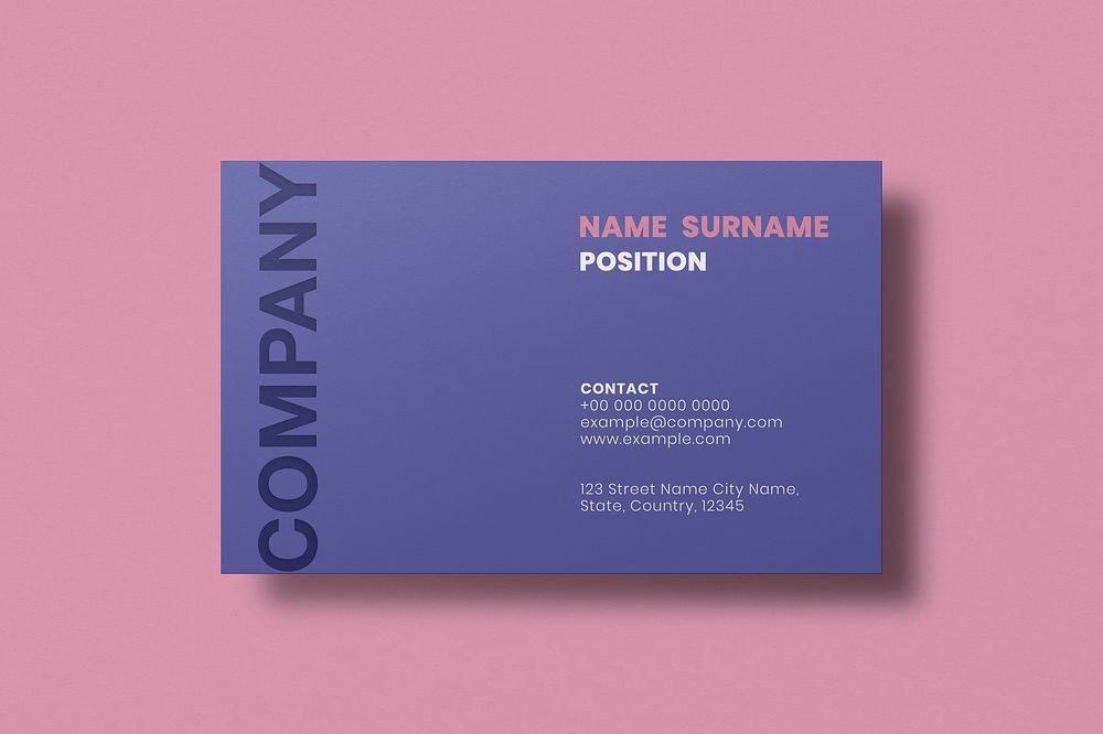Simple business card mockup psd in purple tone