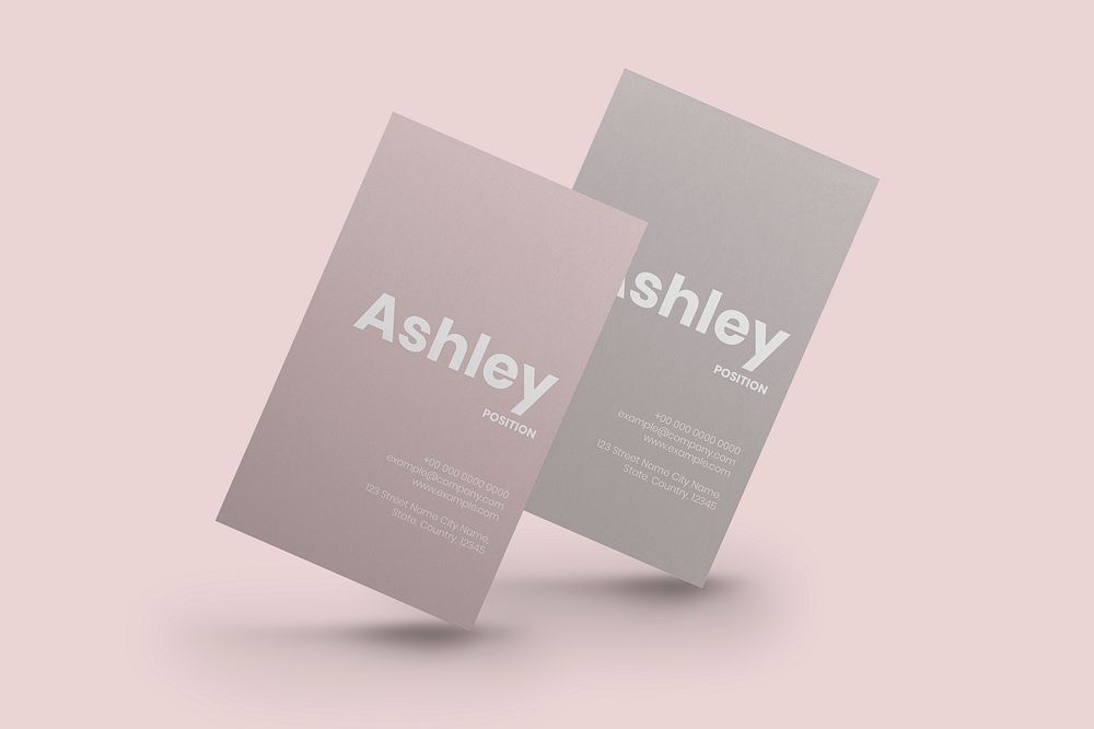 Business card mockup psd in pink tone with front and rear view