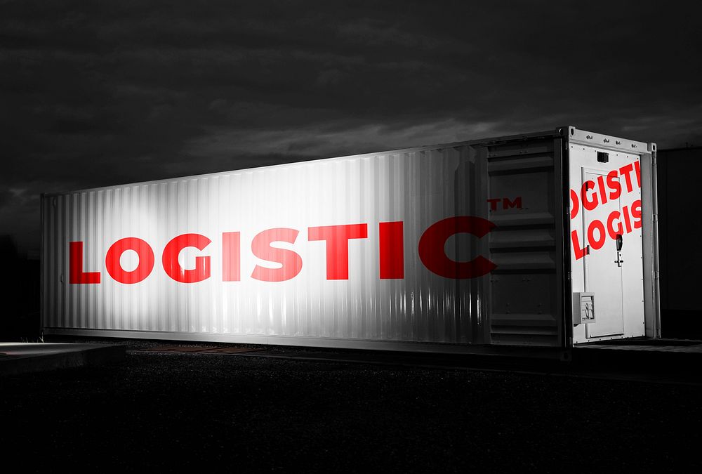 Container mockup psd for advertising
