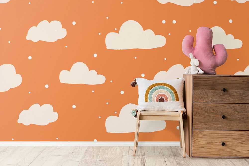 Wall mockup, kids room interior psd