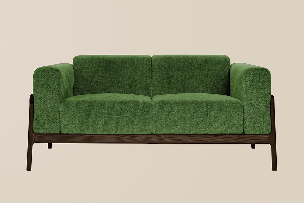 Mid century modern sofa psd living room furniture mockup