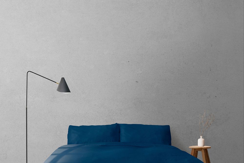 Bedroom wall mockup, modern interior psd